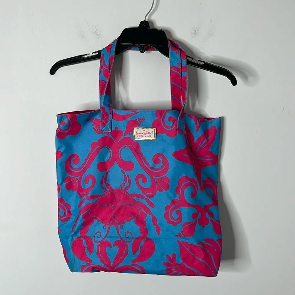 Lilly Pulitzer Estée Lauder Blue Shell Print Beach Tote Bag